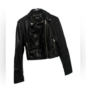 Express Women's Black Leather Moto Jacket